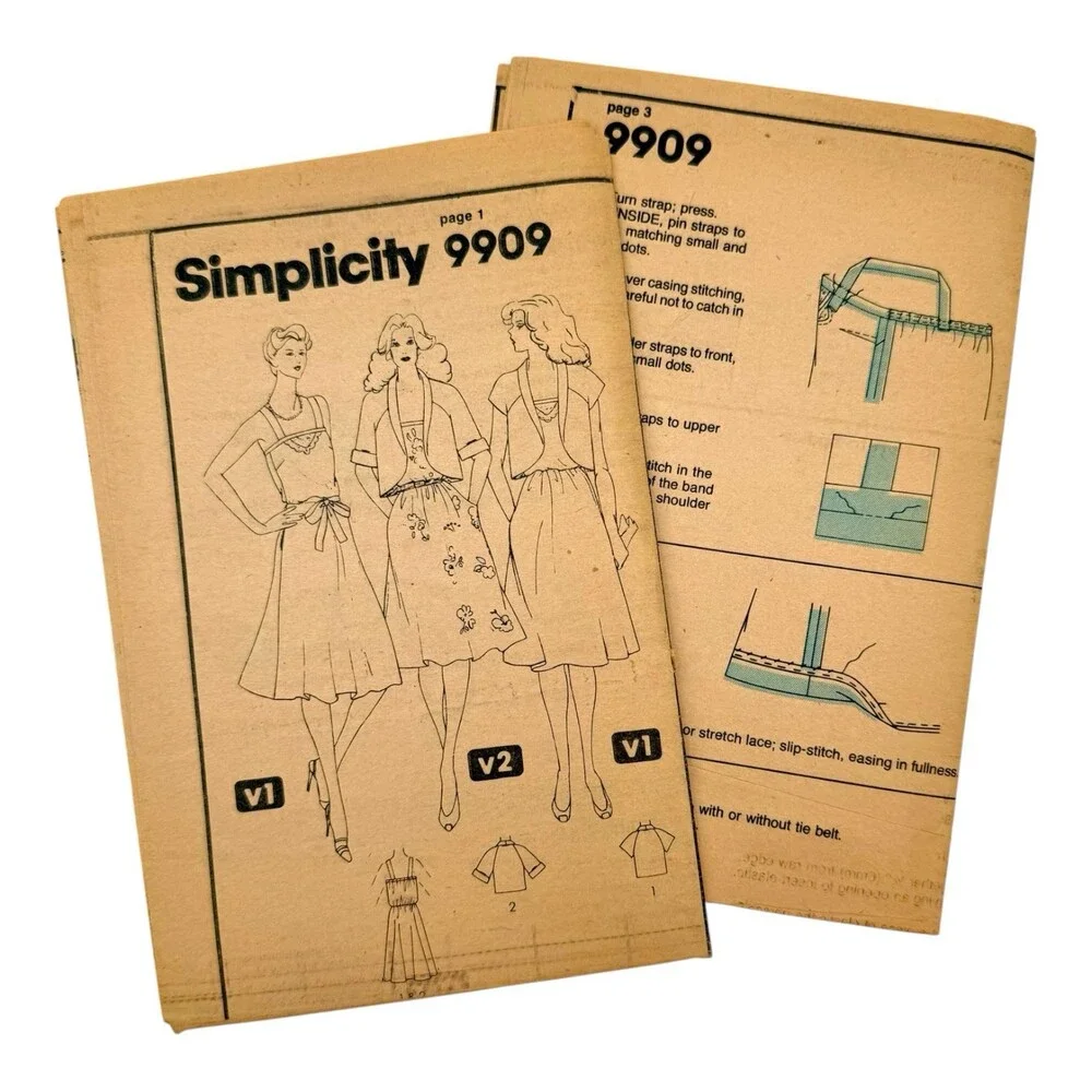 Vintage 1981 Simplicity Sewing Pattern Misses Sundress & Bolero Size 12 #9909
